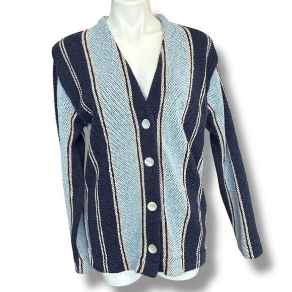 Faherty Women's Dockside Cardigan XS Small Tide Line Stripe Drug Rug Poncho - Picture 2 of 10